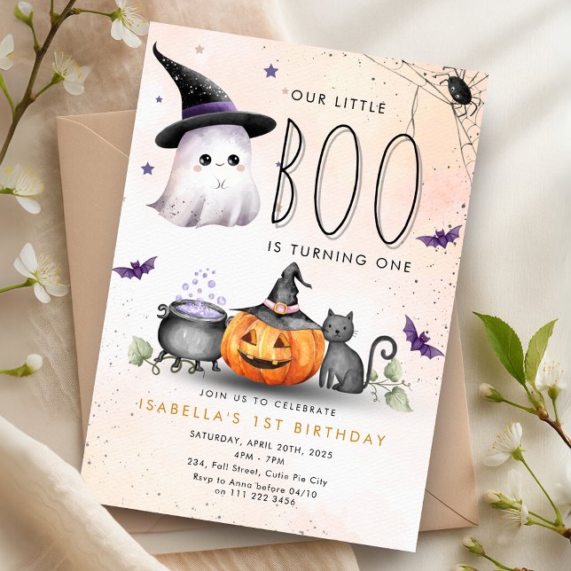 Convite Boo Halloween Ghost 1rua segundo 3º 5 Aniversário (Boo Halloween Ghost 1st 2nd 3rd 4th 5th Birthday Invitation)