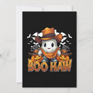 Convite Boo Haw Ocidental Halloween Vintage Fantasma Engra