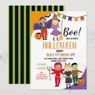 Convite Boo Kids Halloween Festa de vestimenta Rico
