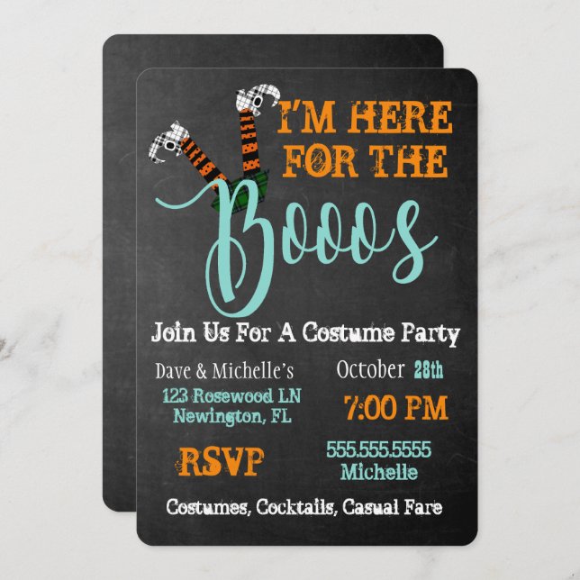 Convite Boo no Booze e Boos no Halloween (Frente/Verso)