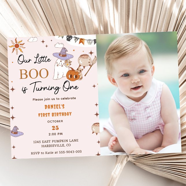 Convite Boo Primeiro Aniversário Nosso Pequeno Boo Está Vi (Criador carregado)