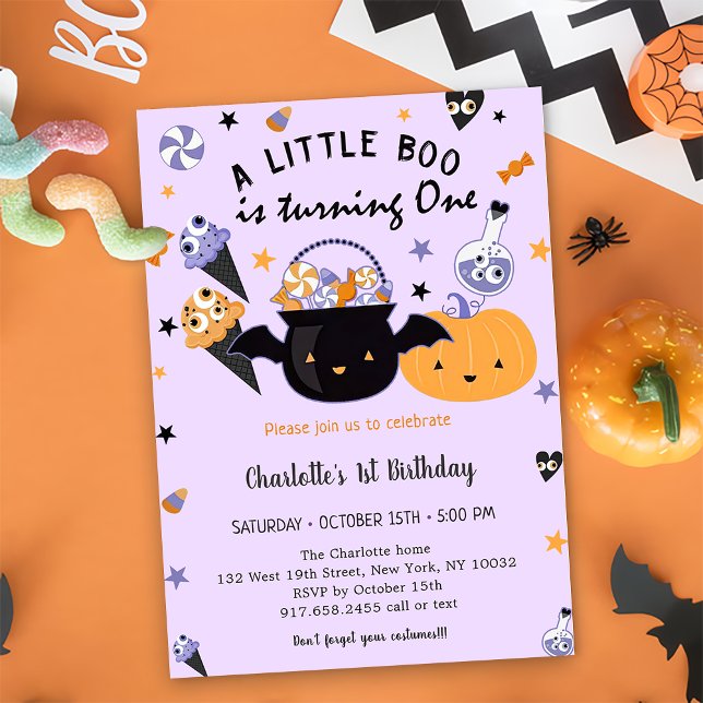 Convite Boo Primeiro Aniversário Um Pequeno Boo Está Viran (Criador carregado)