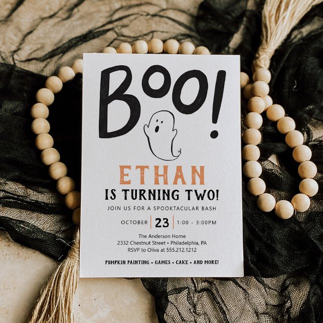 Convite Boo! Segunda Festa de aniversário do Halloween (Criador carregado)