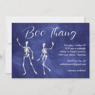 Convite Boo Thang Dancing Skeletons Purple Halloween Party