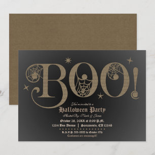 Convite BOO Traje Rústico Marrom Elegante Festa de Hallowe