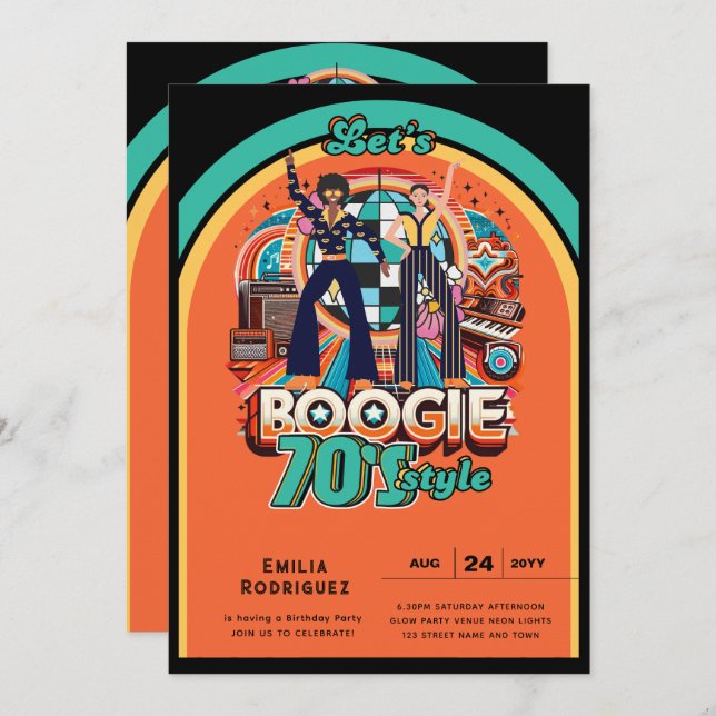 Convite Boogie Retro Disco Dancing 70s (Frente/Verso)