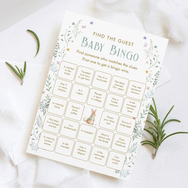 Convite Book Baby Shower Find the Guest Bingo Game Card (Criador carregado)
