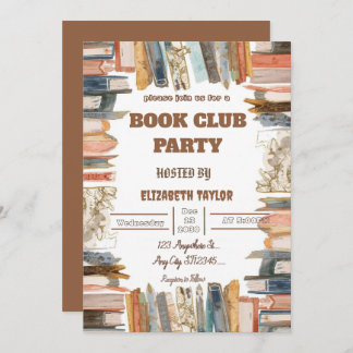 Convite Book Club Party Invitation – Cozy Reading Night