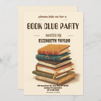 Convite Book Club Party Invitation – Cozy Reading Night