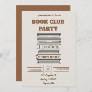 Convite Book Club Party Invitation – Cozy Reading Night