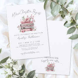 Convite Book New Chapter Floral Bridal Shower Invitation