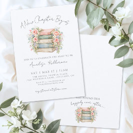 Convite Book New Chapter Floral Bridal Shower Invitation