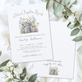 Convite Book New Chapter Floral Bridal Shower Invitation
