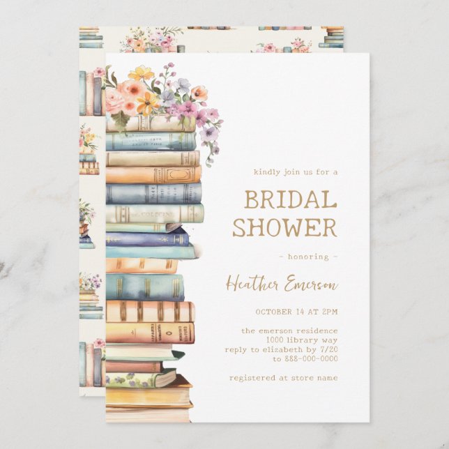 Convite Book Themed Bridal Shower (Frente/Verso)