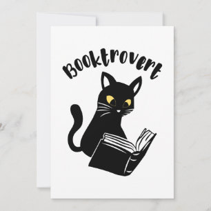 Convite Booktrovert cat com livro