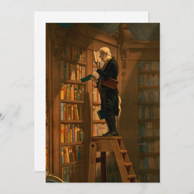 Convite Bookworm, 1861 por Carl Spitzweg (Frente/Verso)