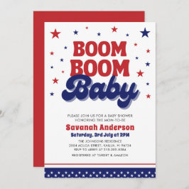 Convite Boom Boom Baby 4 de julho Chá de fraldas Patriótic