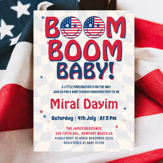 Convite Boom Boom Baby 4th of July  Baby Shower
