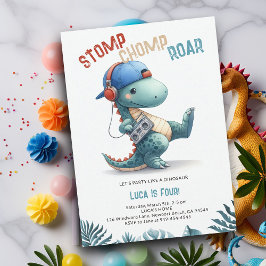 Convite Boom Dinossaur Stomp Chomp Roar Boy Aniversário