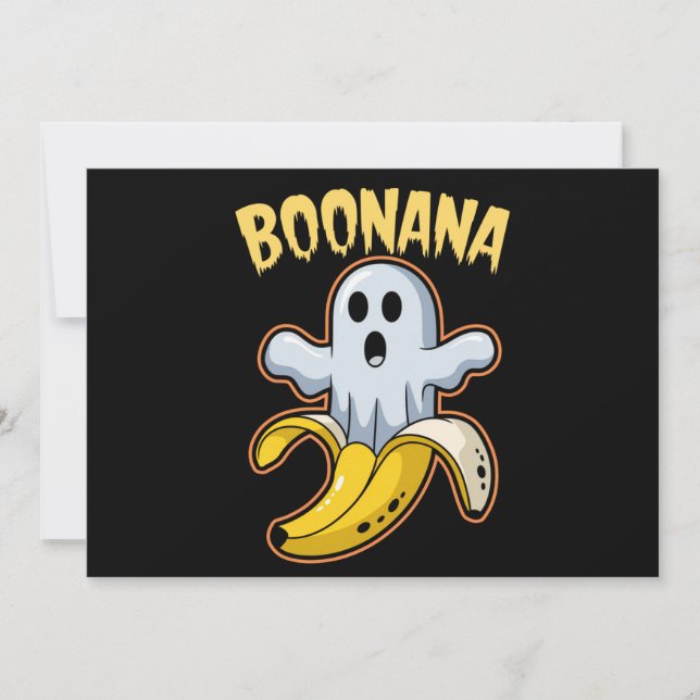 Convite Boonana Fantasma Bonito Banana Halloween (Frente)