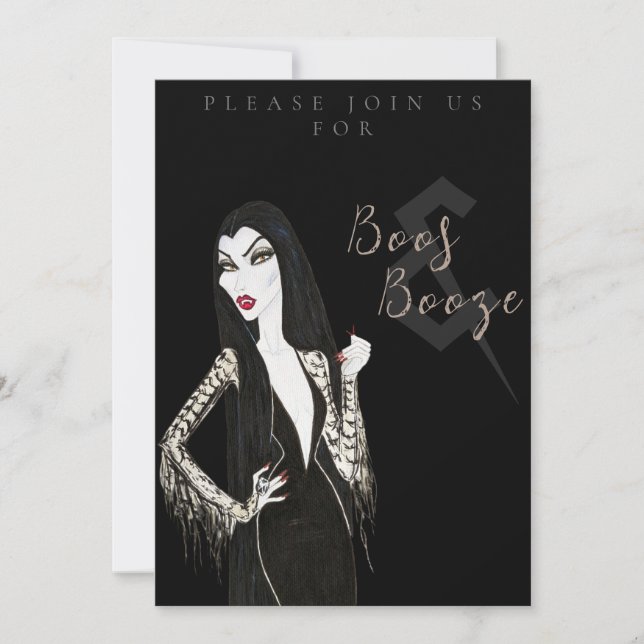 Convite Boos and Booze Adult Halloween Party Invitation (Frente)