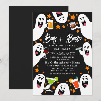Convite Boos e Bebidas Festa Divertida de Halloween para A