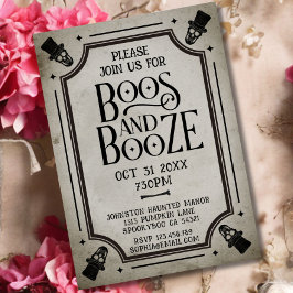 Convite Boos e Booze Adultos Festa de Halloween Crânio de 