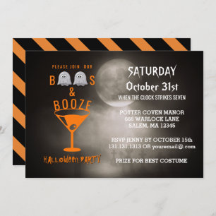 Convite Boos e Booze Adultos Festa de Halloween Graveyard