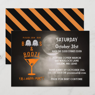 Convite Boos e Booze Adultos Festa de Halloween Graveyard