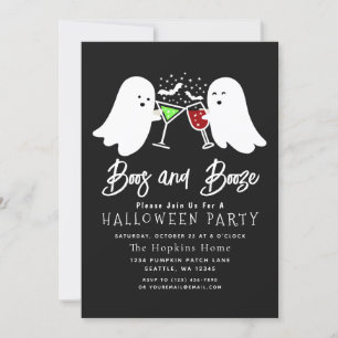 Convite Boos e Booze Adultos Festa de Halloween Inv