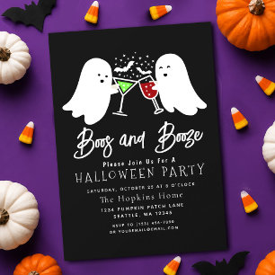 Convite Boos e Booze Adultos Festa de Halloween Inv