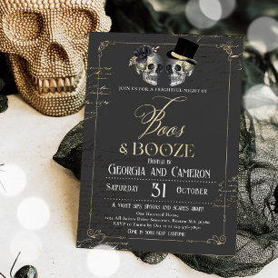 Convite Boos e Booze Adultos Festa Gótica Halloween