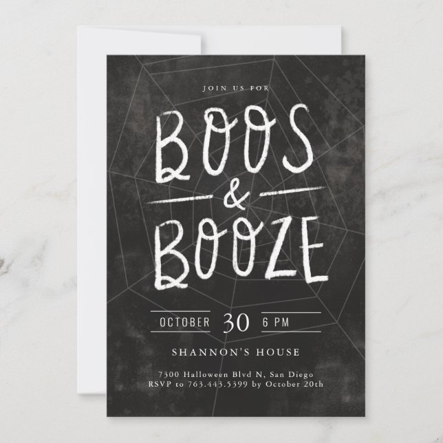 Convite Boos e Booze Chalk - Festa de Halloween (Frente)