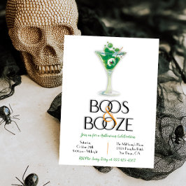 Convite Boos e Booze Cocktail Moderno do Halloween Inv