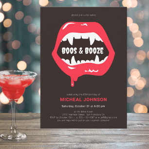 Convite Boos e Booze Diversão 80 de Halloween