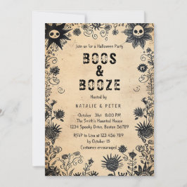 Convite Boos e Booze Eu Estraguei Flores Festa de Hallowee