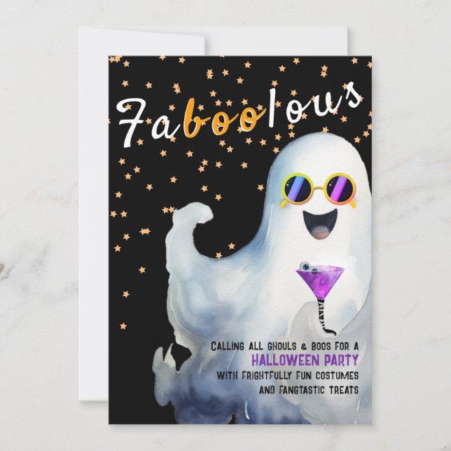 Convite Boos e Booze Fabulosa Festa de Halloween Adulto (Frente)
