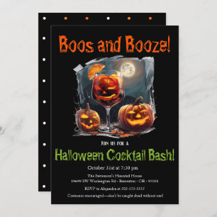Convite "Boos e Booze" Festa de Coquetel de Halloween