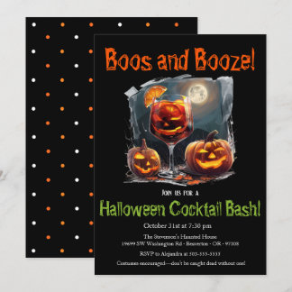 Convite "Boos e Booze" Festa de Coquetel de Halloween