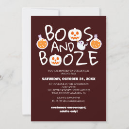 Convite Boos e Booze Festa de Figurino de Halloween Spooky
