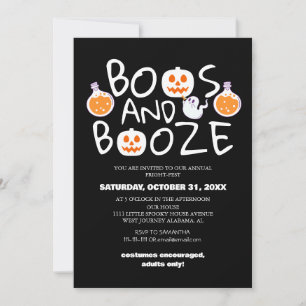 Convite Boos e Booze Festa de Figurino de Halloween Spooky