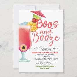 Convite Boos e Booze Festa de Figurino de Halloween Spooky