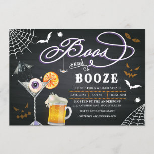 Convite Boos e Booze Festa de Halloween