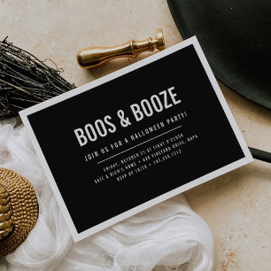 Convite Boos e Booze Festa de Halloween Adulto