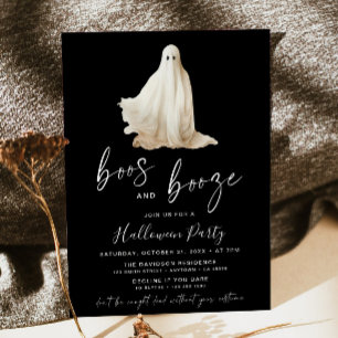 Convite Boos e Booze Festa de Halloween Convocam Fantasma