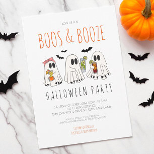 Convite Boos e Booze Festa Engraçada de Adultos Fantasmas