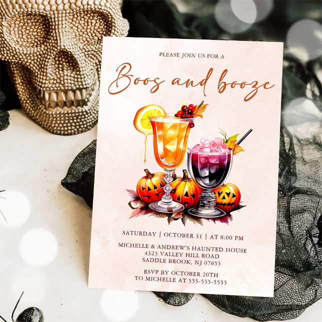 Convite Boos E Booze Halloween (Criador carregado)