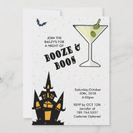 Convite Boos e Booze Halloween Elegante