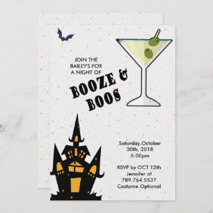 Convite Boos e Booze Halloween Elegante