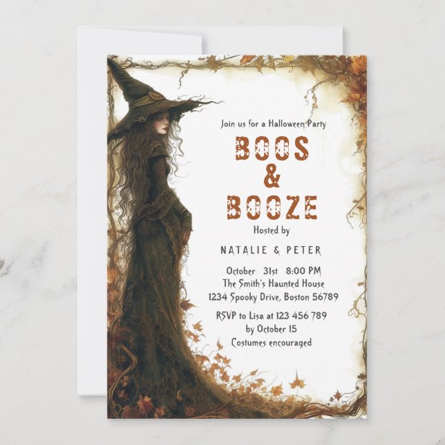 Convite Boos e Booze I Witch (Frente)